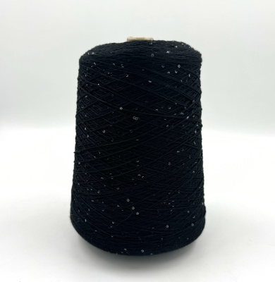 Пряжа Cotton Paillettes, D&C Yarns, хлопок, цвет черная смола